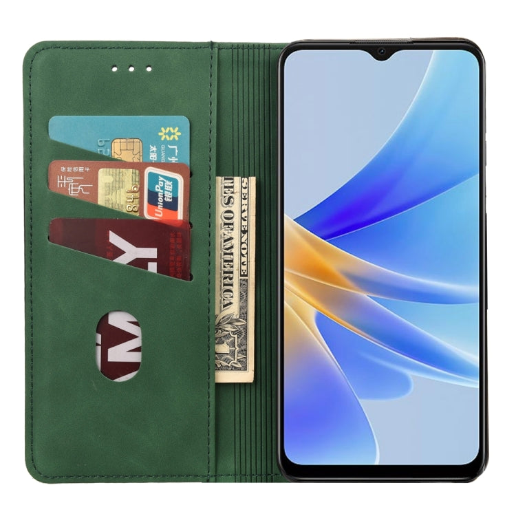 For OPPO A17 Skin Feel Splicing Leather Phone Case