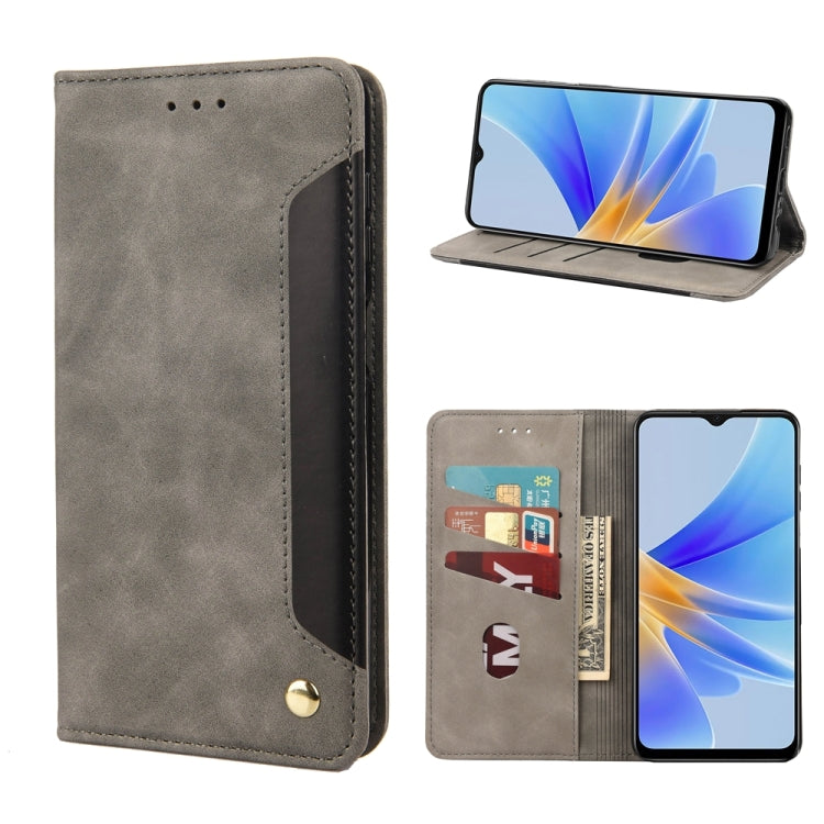 For OPPO A17 Skin Feel Splicing Leather Phone Case