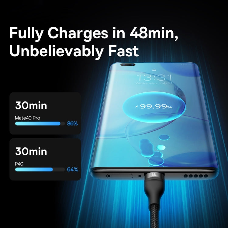 Baseus Flash Series II 3 in 1 66W USB Fast Charging Data Cable, Length: 1.2m