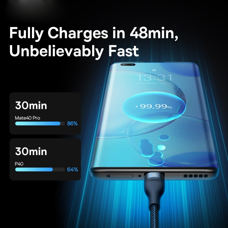 Baseus Flash Series II 3 in 1 66W USB Fast Charging Data Cable, Length: 1.2m