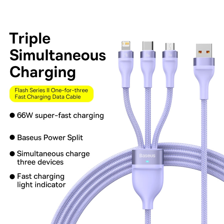 Baseus Flash Series II 3 in 1 66W USB Fast Charging Data Cable, Length: 1.2m