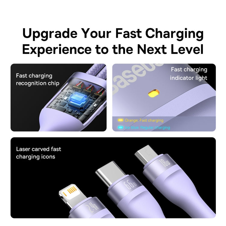 Baseus Flash Series II 3 in 1 66W USB Fast Charging Data Cable, Length: 1.2m