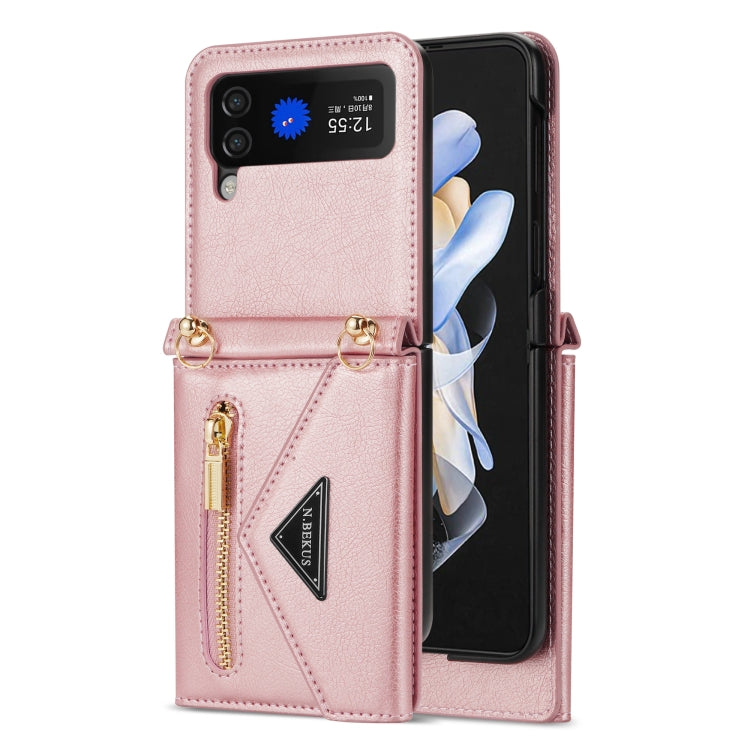 For Samsung Galaxy Z Flip4 N.BEKUS Side Zipper Folding Phone Leather Case