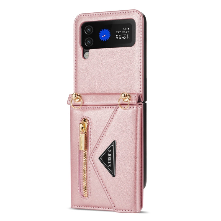 For Samsung Galaxy Z Flip4 N.BEKUS Side Zipper Folding Phone Leather Case
