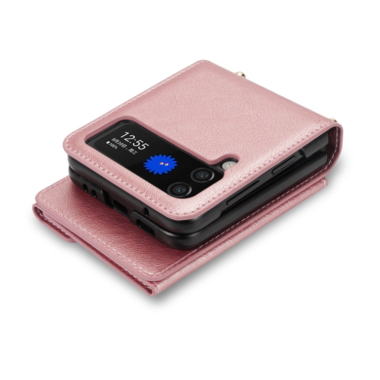For Samsung Galaxy Z Flip4 N.BEKUS Side Zipper Folding Phone Leather Case