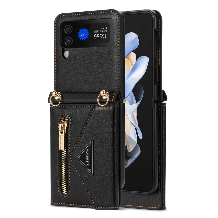 For Samsung Galaxy Z Flip4 N.BEKUS Side Zipper Folding Phone Leather Case