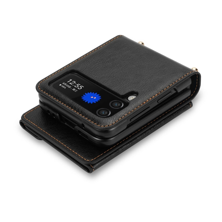 For Samsung Galaxy Z Flip4 N.BEKUS Side Zipper Folding Phone Leather Case