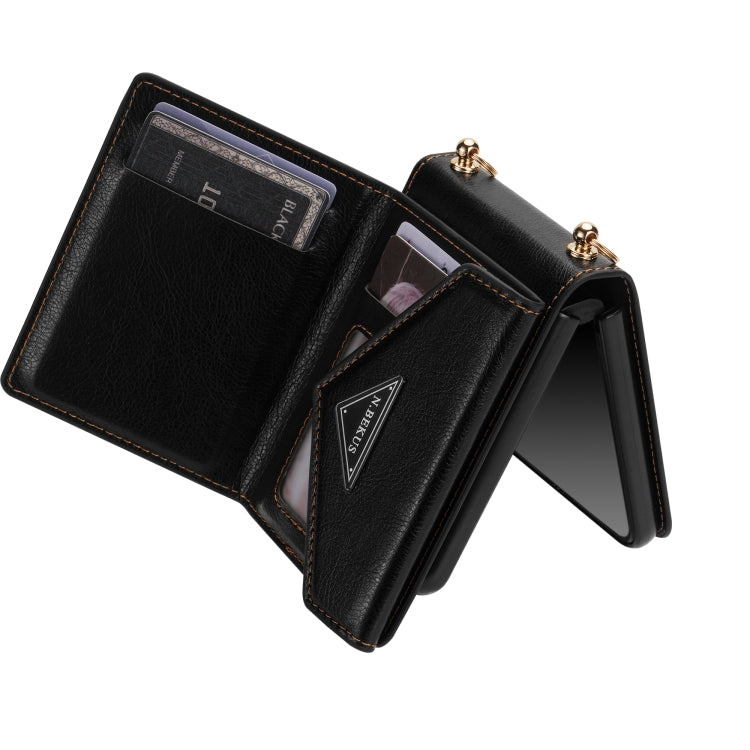 For Samsung Galaxy Z Flip4 N.BEKUS Side Zipper Folding Phone Leather Case