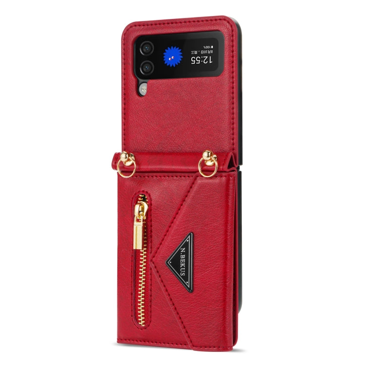 For Samsung Galaxy Z Flip4 N.BEKUS Side Zipper Folding Phone Leather Case