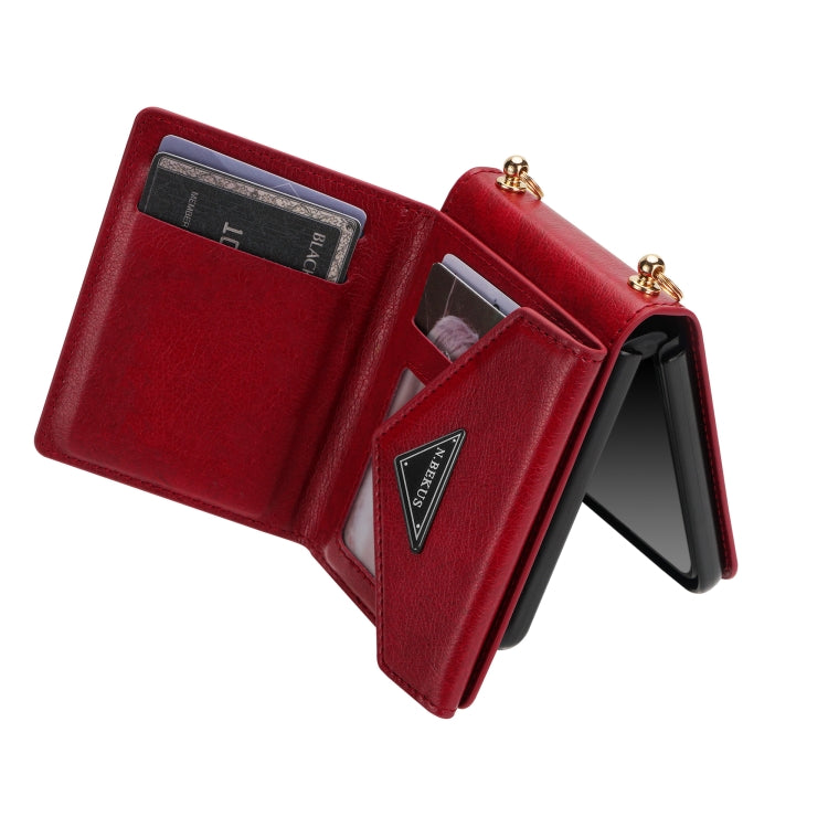 For Samsung Galaxy Z Flip4 N.BEKUS Side Zipper Folding Phone Leather Case