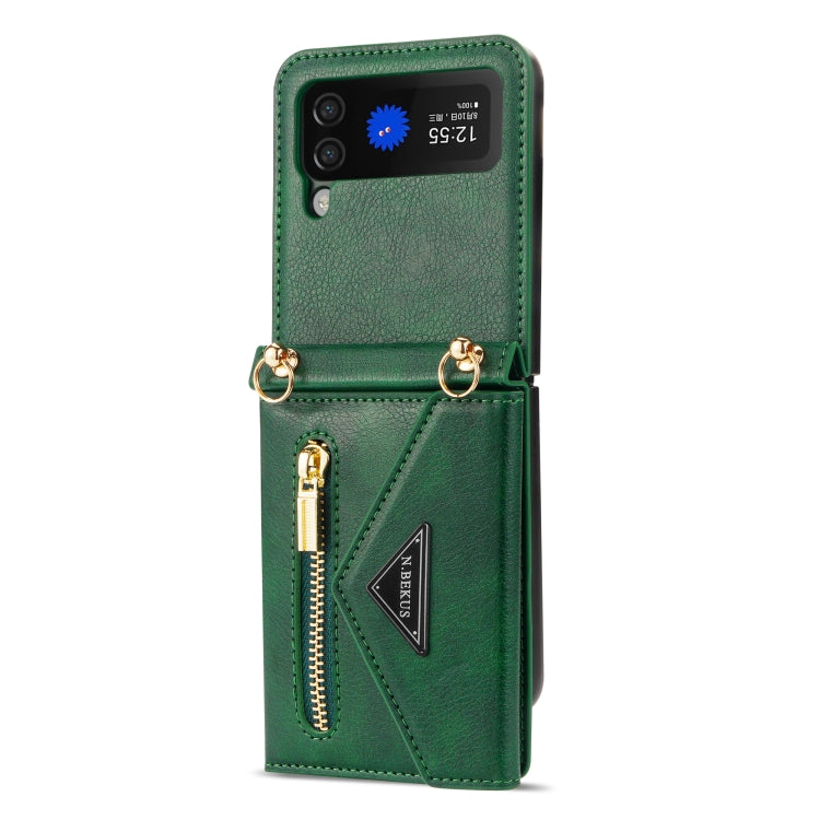 For Samsung Galaxy Z Flip4 N.BEKUS Side Zipper Folding Phone Leather Case
