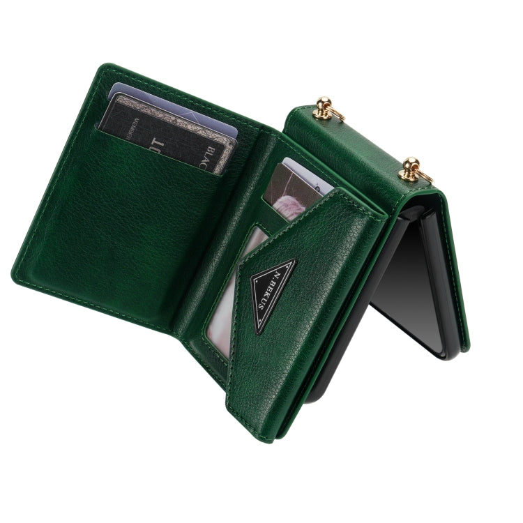 For Samsung Galaxy Z Flip4 N.BEKUS Side Zipper Folding Phone Leather Case