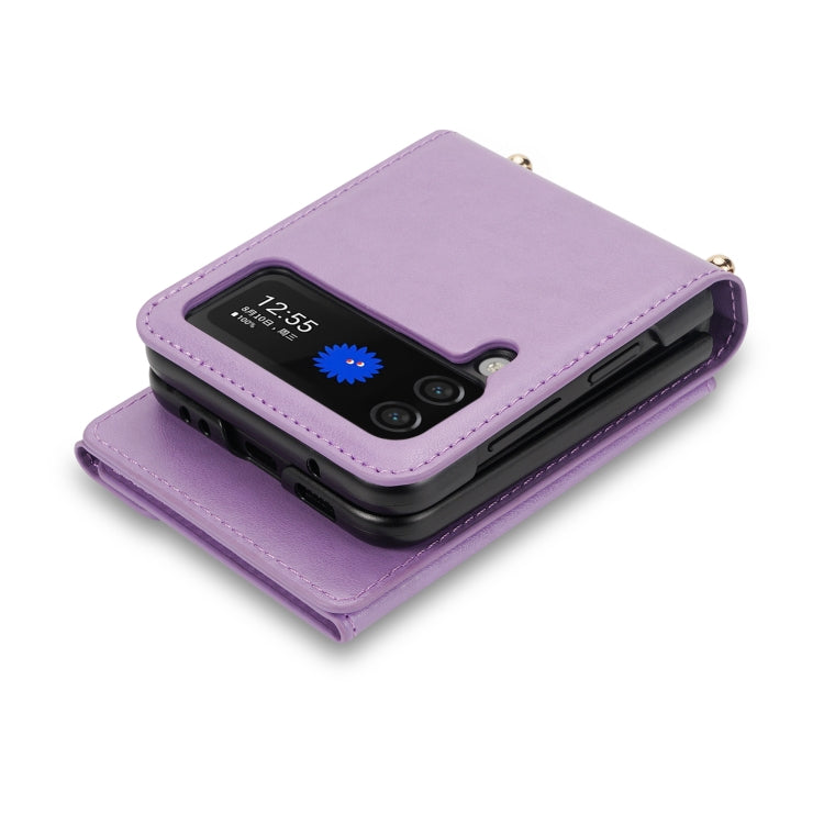 For Samsung Galaxy Z Flip4 N.BEKUS Side Zipper Folding Phone Leather Case