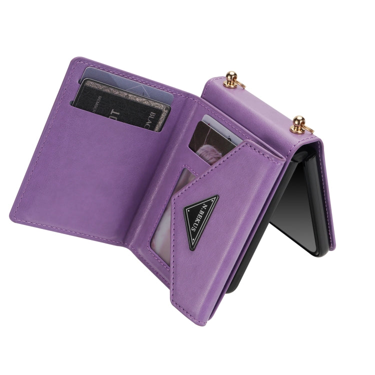 For Samsung Galaxy Z Flip4 N.BEKUS Side Zipper Folding Phone Leather Case