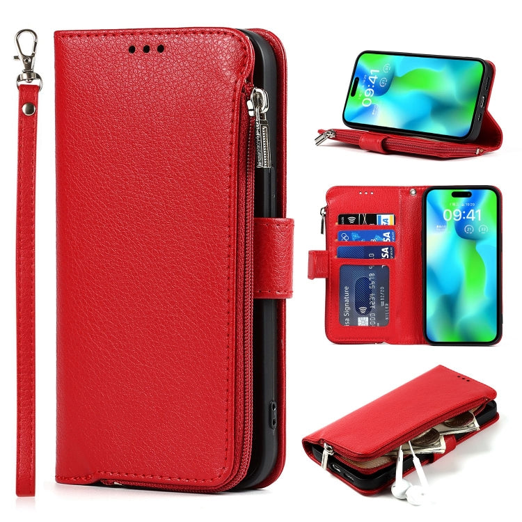 For iPhone 14 Pro Max Microfiber Zipper Leather Phone Case