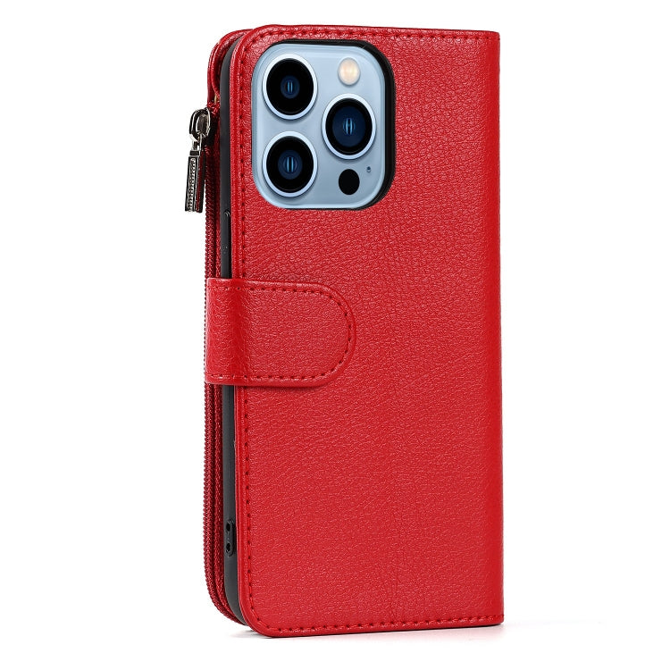 For iPhone 14 Pro Max Microfiber Zipper Leather Phone Case