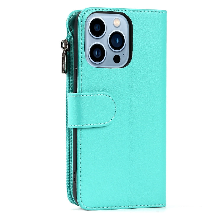 For iPhone 14 Pro Max Microfiber Zipper Leather Phone Case