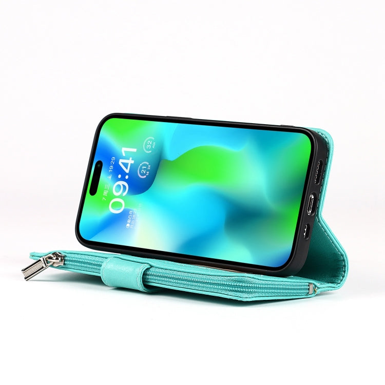 For iPhone 14 Pro Max Microfiber Zipper Leather Phone Case