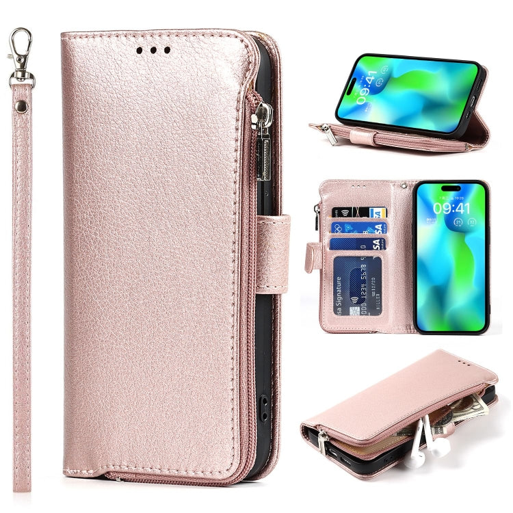 For iPhone 14 Pro Max Microfiber Zipper Leather Phone Case