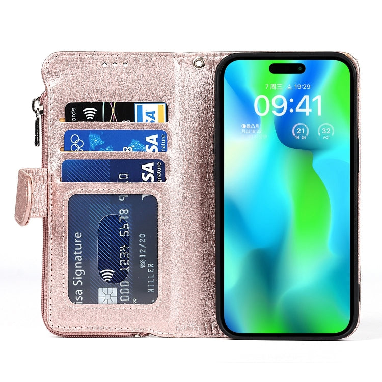 For iPhone 14 Pro Max Microfiber Zipper Leather Phone Case