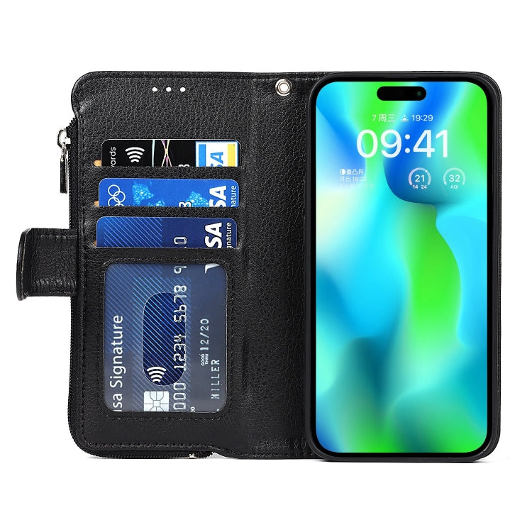 For iPhone 14 Pro Max Microfiber Zipper Leather Phone Case