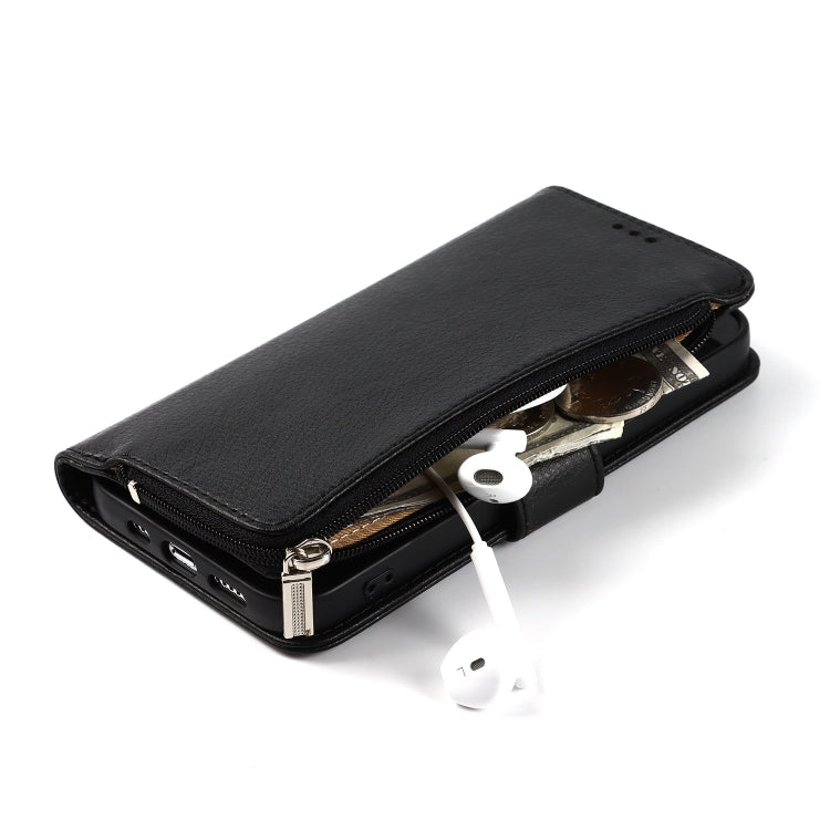 For iPhone 14 Pro Max Microfiber Zipper Leather Phone Case
