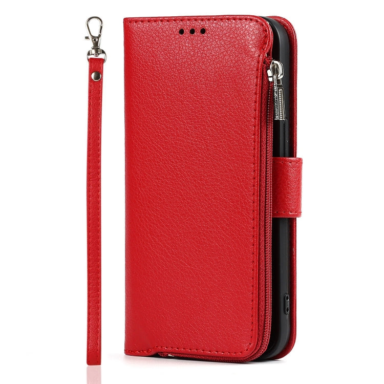 For iPhone 14 Pro Microfiber Zipper Leather Phone Case