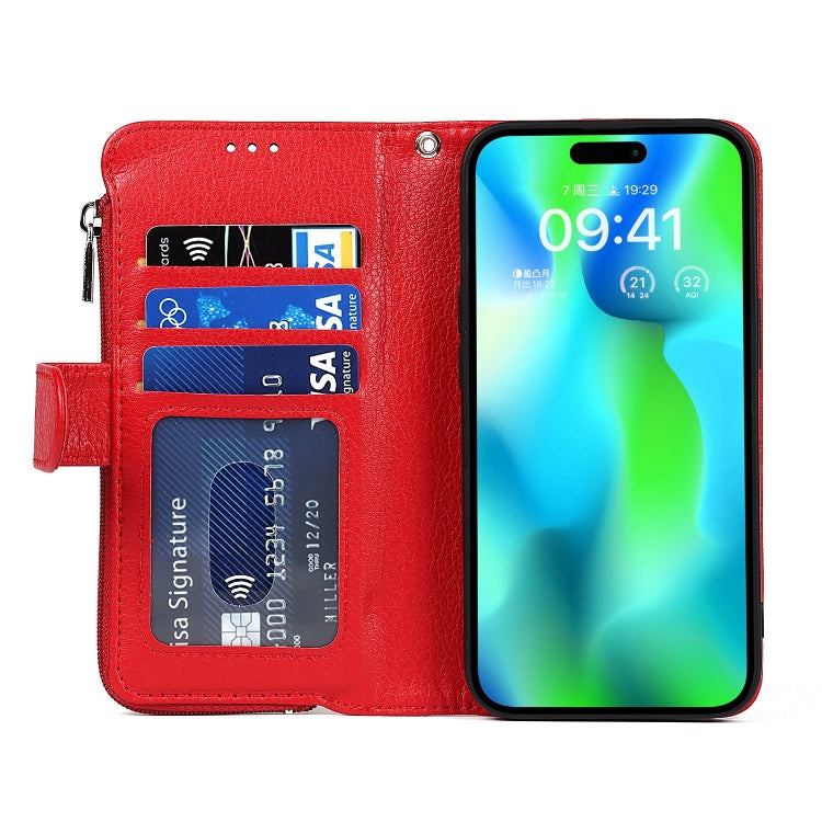 For iPhone 14 Pro Microfiber Zipper Leather Phone Case