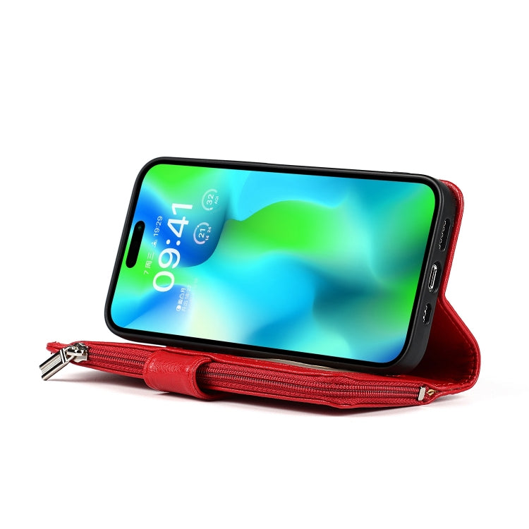 For iPhone 14 Pro Microfiber Zipper Leather Phone Case