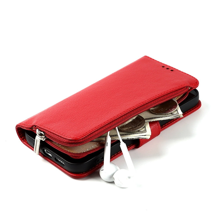 For iPhone 14 Pro Microfiber Zipper Leather Phone Case