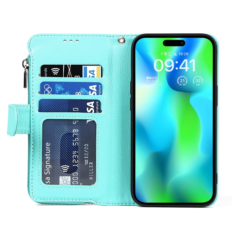 For iPhone 14 Pro Microfiber Zipper Leather Phone Case