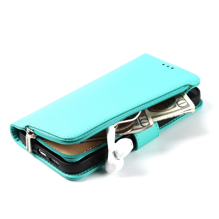 For iPhone 14 Pro Microfiber Zipper Leather Phone Case