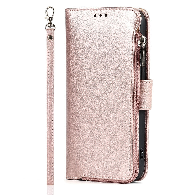 For iPhone 14 Pro Microfiber Zipper Leather Phone Case