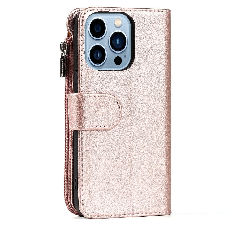 For iPhone 14 Pro Microfiber Zipper Leather Phone Case