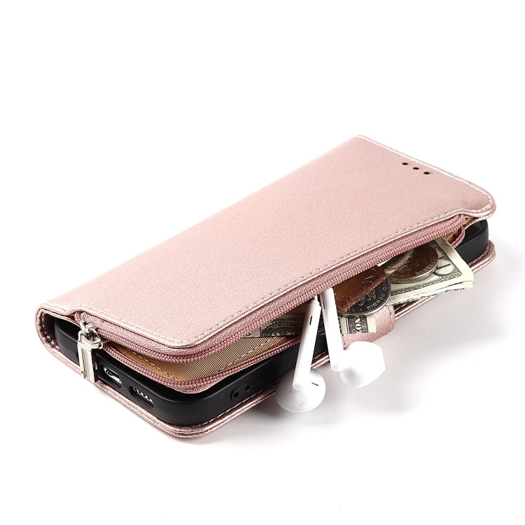 For iPhone 14 Pro Microfiber Zipper Leather Phone Case