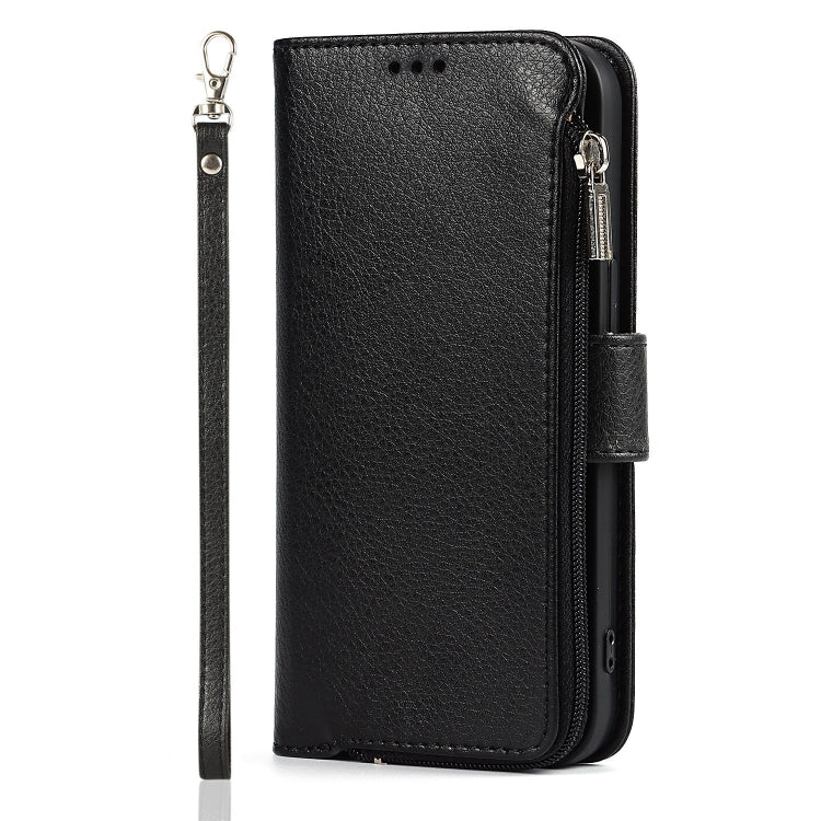 For iPhone 14 Pro Microfiber Zipper Leather Phone Case