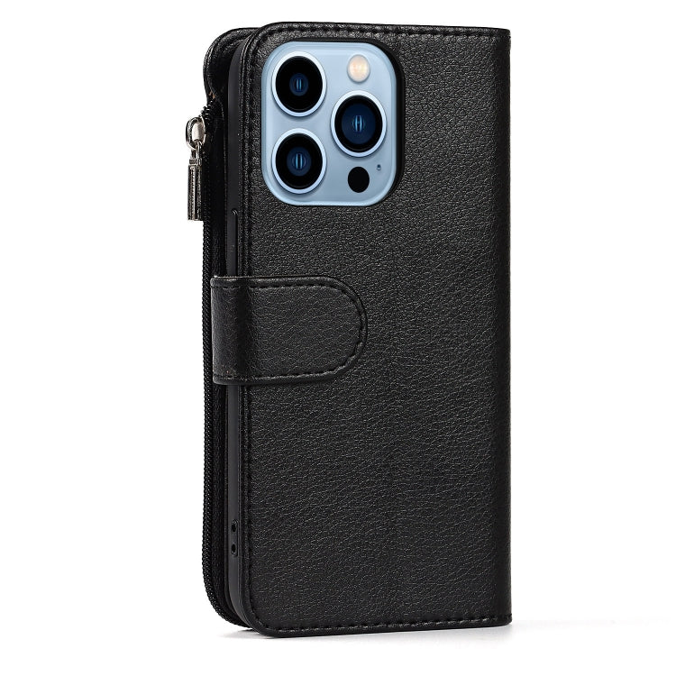 For iPhone 14 Pro Microfiber Zipper Leather Phone Case