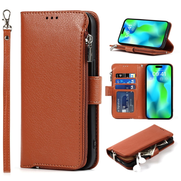 For iPhone 14 Pro Microfiber Zipper Leather Phone Case