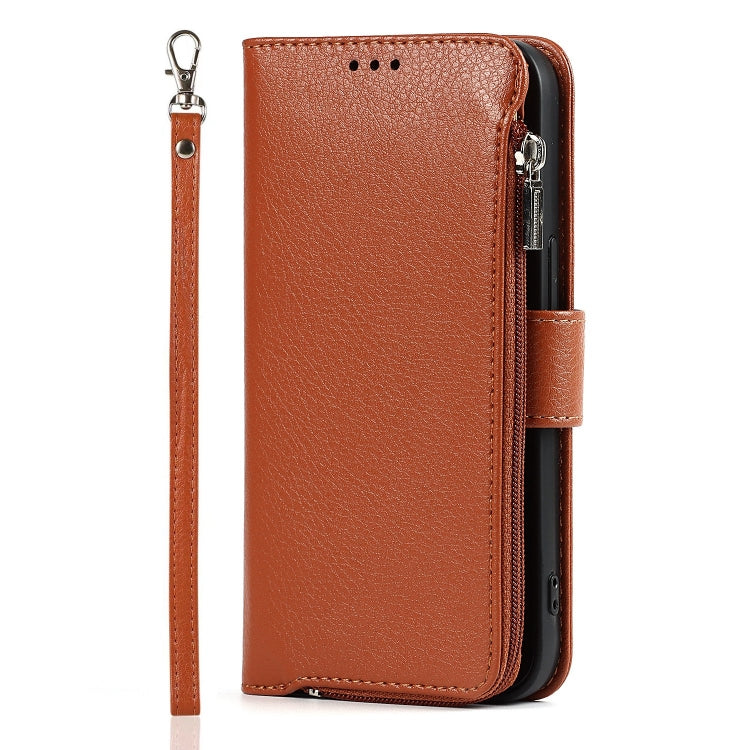 For iPhone 14 Pro Microfiber Zipper Leather Phone Case