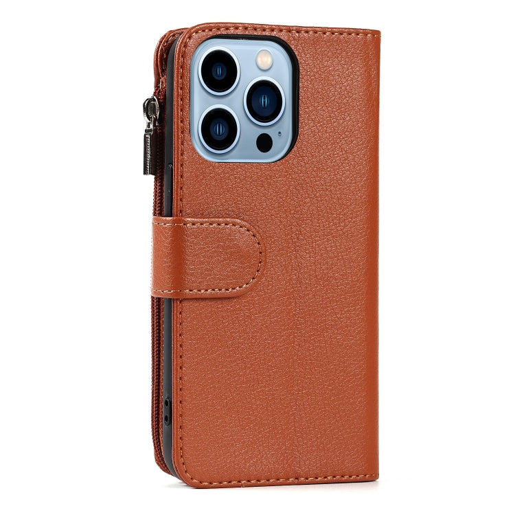 For iPhone 14 Pro Microfiber Zipper Leather Phone Case