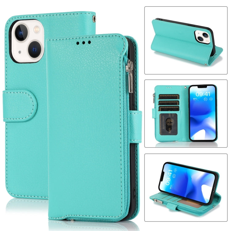 For iPhone 14 Microfiber Zipper Leather Phone Case