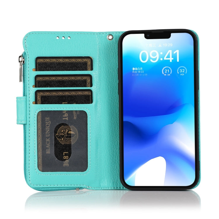 For iPhone 14 Microfiber Zipper Leather Phone Case