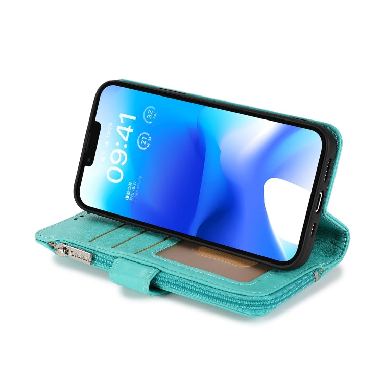 For iPhone 14 Microfiber Zipper Leather Phone Case