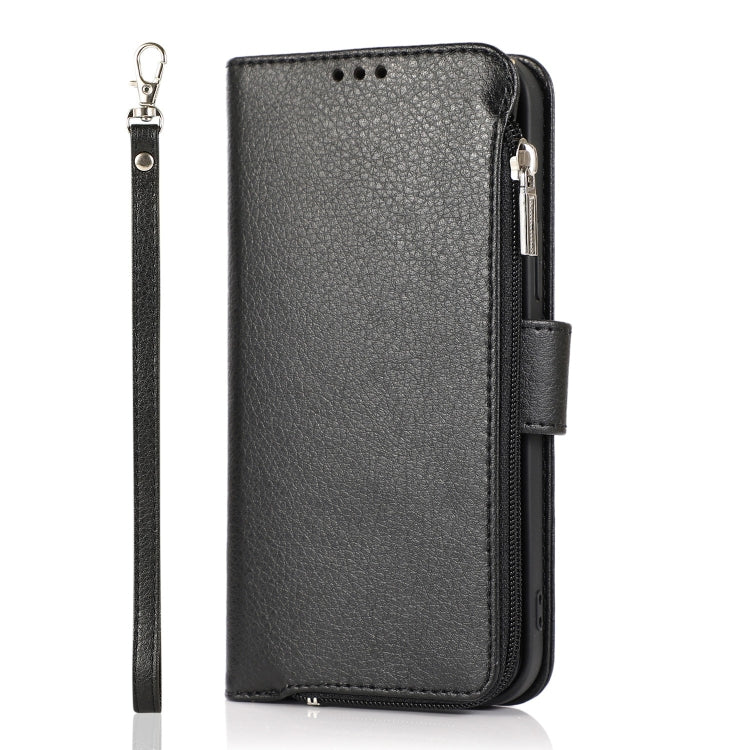 For iPhone 14 Microfiber Zipper Leather Phone Case