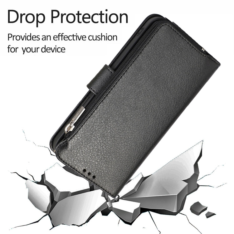 For iPhone 14 Microfiber Zipper Leather Phone Case