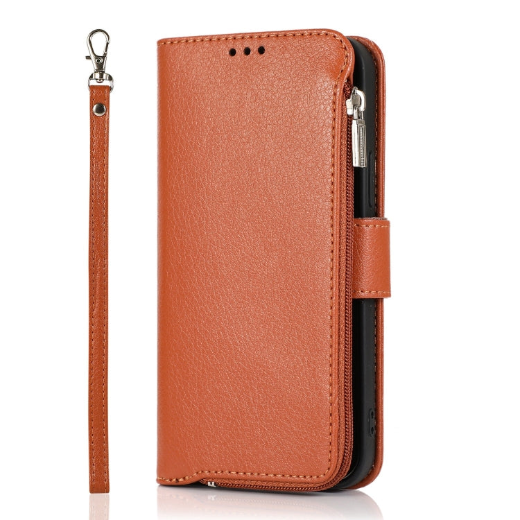 For iPhone 14 Microfiber Zipper Leather Phone Case