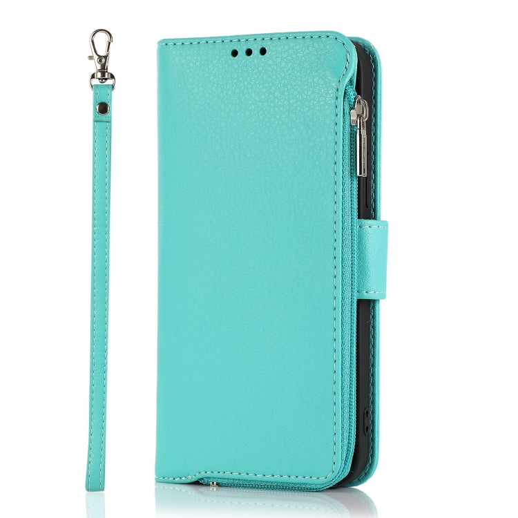 For iPhone 14 Plus Microfiber Zipper Leather Phone Case