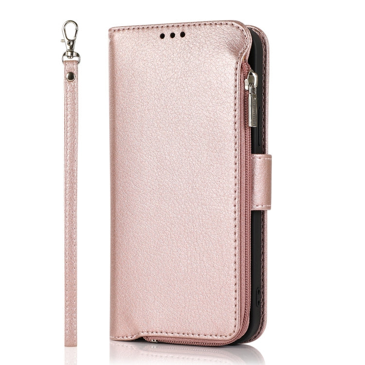 For iPhone 14 Plus Microfiber Zipper Leather Phone Case