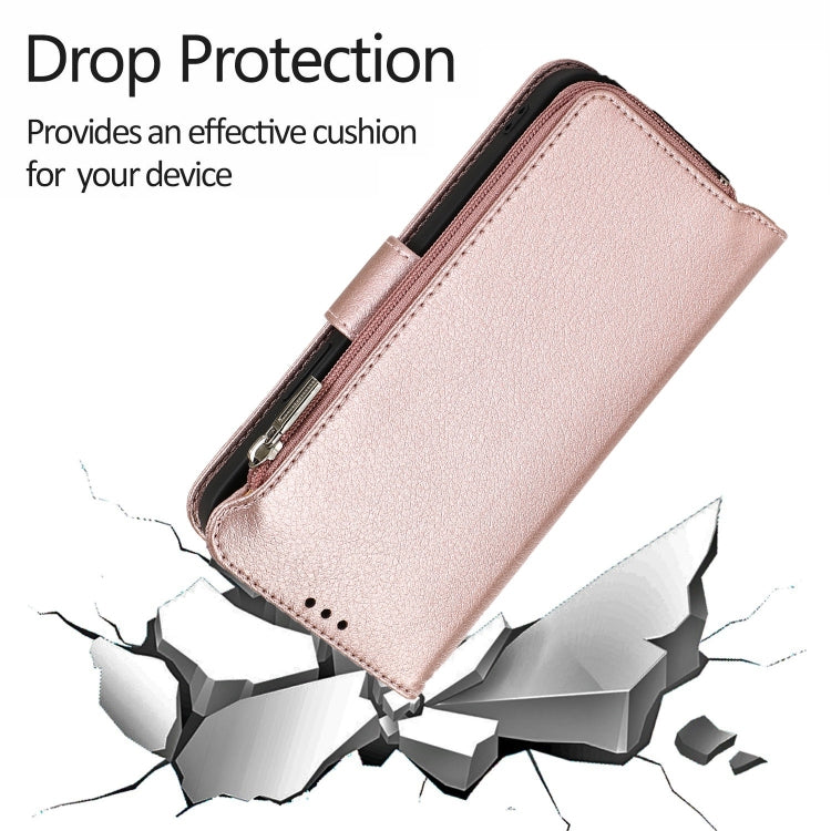 For iPhone 14 Plus Microfiber Zipper Leather Phone Case