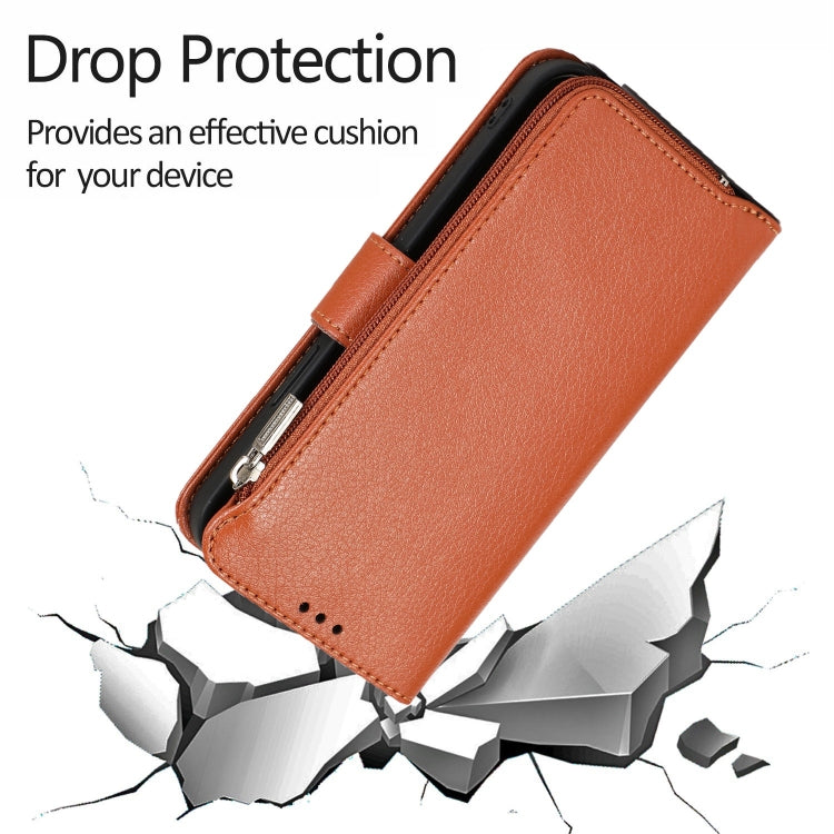 For iPhone 14 Plus Microfiber Zipper Leather Phone Case